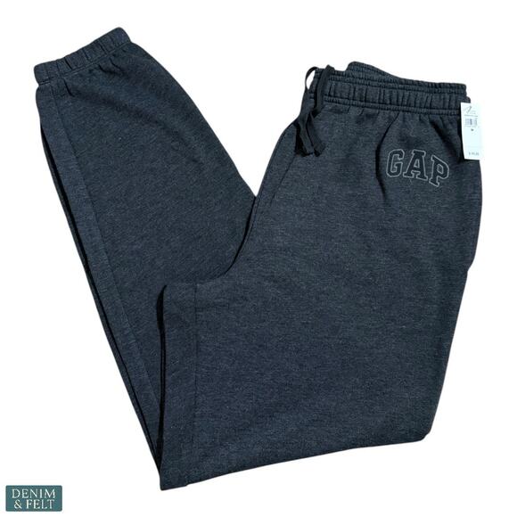 GAP Factory Charcoal Gray Logo Joggers Fleece Lounge Pants Men’s NEW~NWT!! - Picture 4 of 13